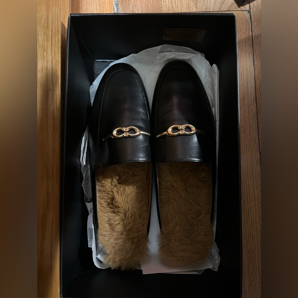 Coach Sienna Fur Slides in Black